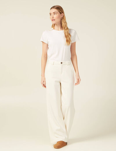Jeans flare taille haute creme femme