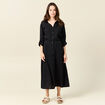 Robe droite manches longues 3/4 noir femme