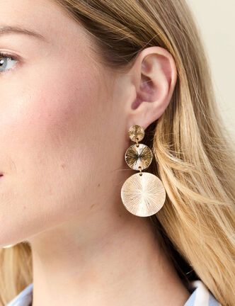 Boucles d'oreilles pendantes couleur or femme
