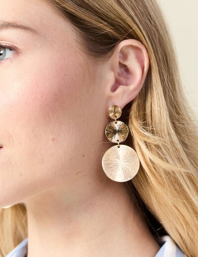 Boucles d'oreilles pendantes couleur or femme
