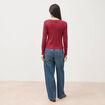 T-shirt cintr&eacute; manches longues rouge fonc&eacute; femme