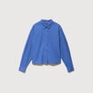 Chemise droite manches longues ray&eacute;e bleu femme