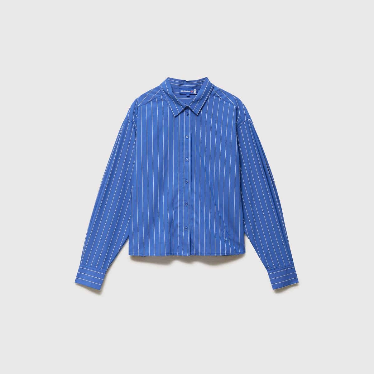 Chemise droite manches longues ray&eacute;e bleu femme