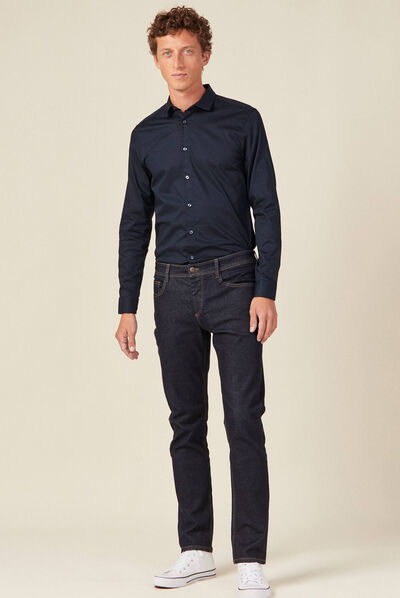 Chemise manches longues bleu marine homme