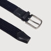 Ceinture fine tress&eacute;e bleu marine homme