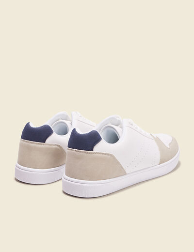 Baskets plates à lacets blanc homme