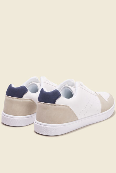 Baskets plates à lacets blanc homme