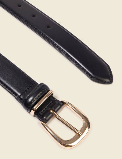 Ceinture fine en cuir noir femme
