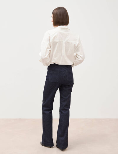 Jeans flare &agrave; pont denim brut femme