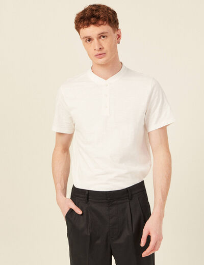 T-shirt en coton manches courtes ecru homme
