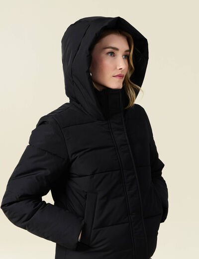 Doudoune à capuche noir femme