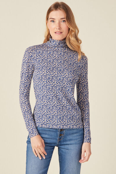 T-shirt manches longues bleu femme