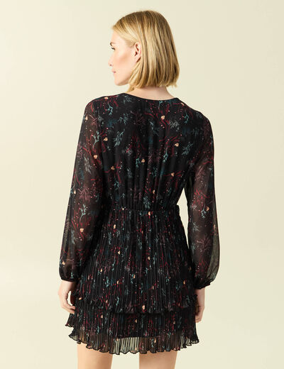 Robe &eacute;vas&eacute;e bas pliss&eacute; noir femme