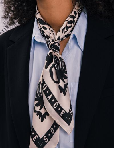 Foulard satin ecru femme