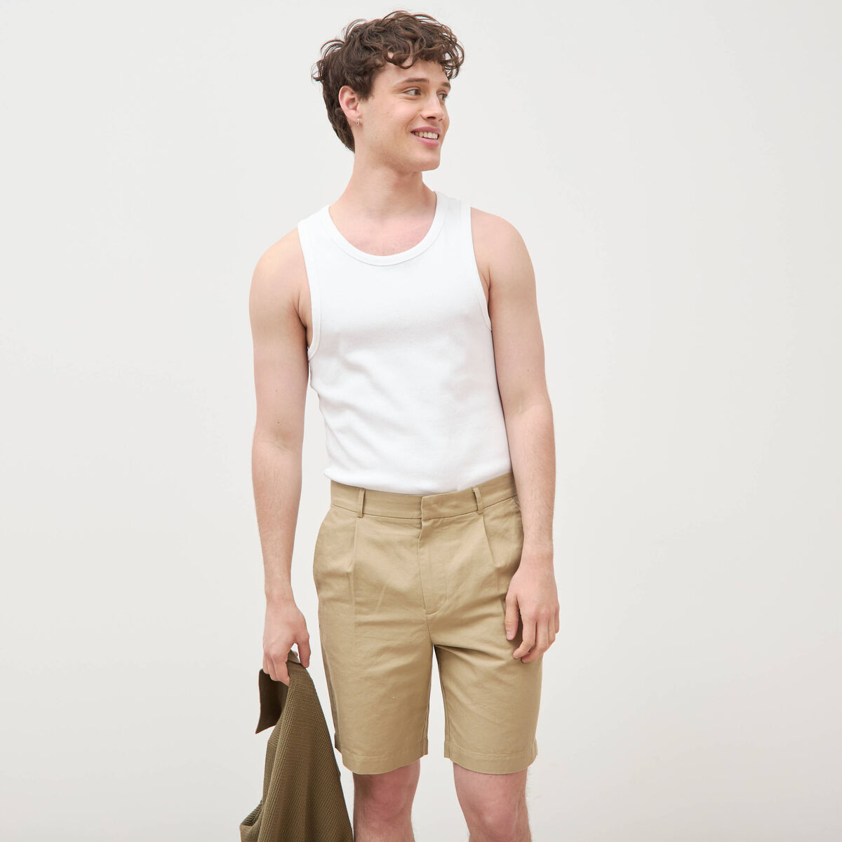Bermuda vert olive homme