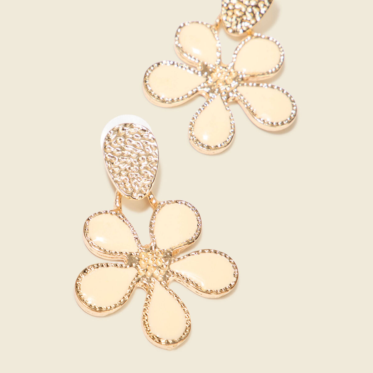 Boucles d'oreilles pendantes ecru femme