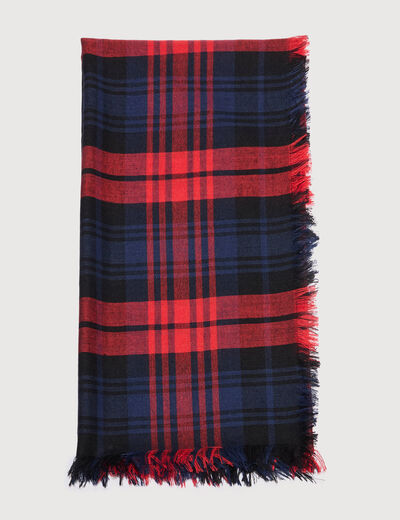 Foulard &agrave; carreaux rouge femme