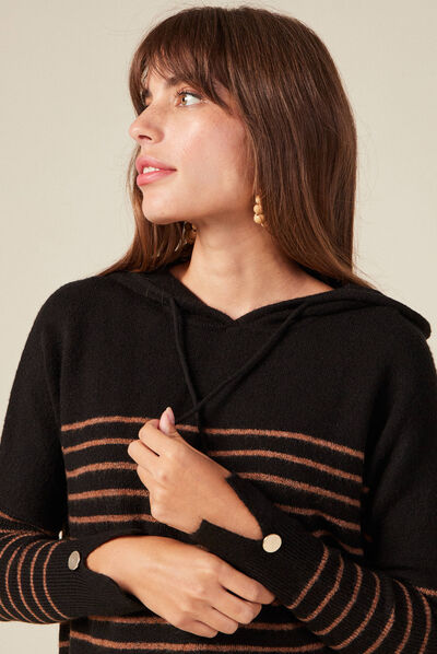 Pull manches longues noir femme
