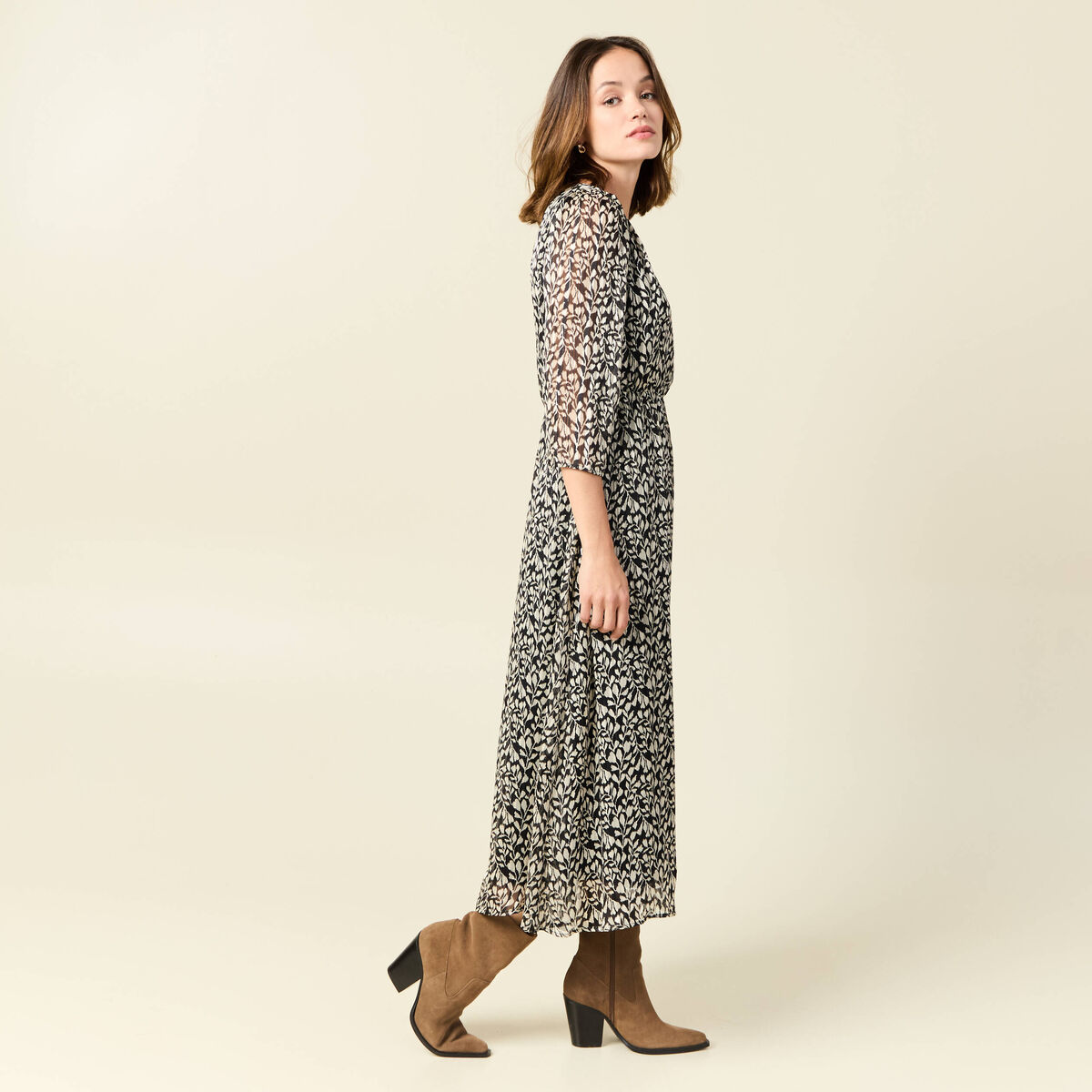 Robe Noire évasée à Manches Longues, Marque SheIn, Taille XS - Neuf Sans étiquettes