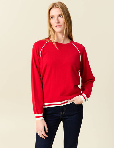 Pull manches longues rouge femme