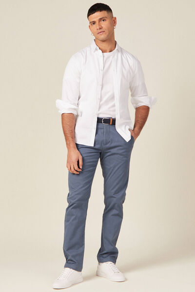Pantalon chino straight bleu gris homme