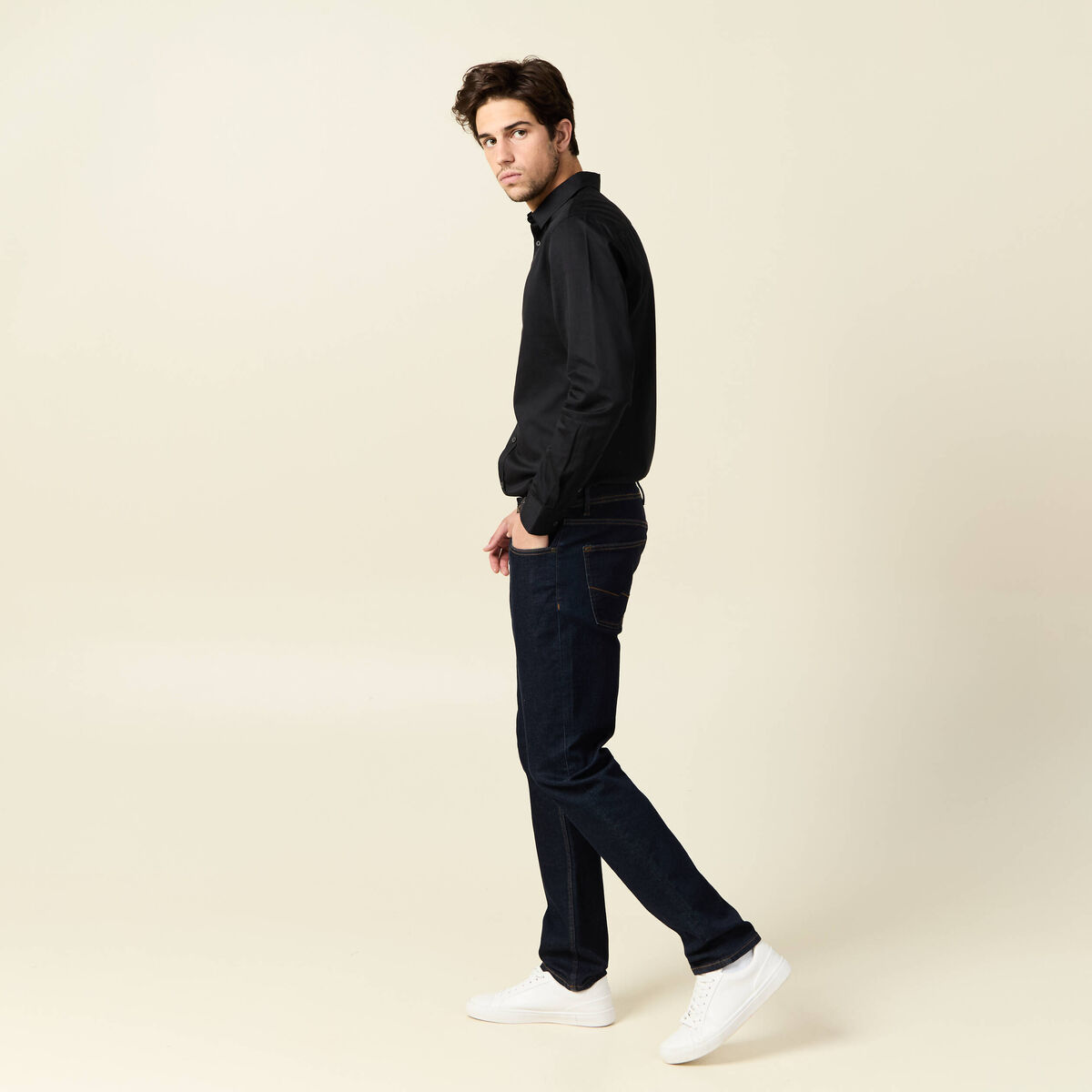 Chemise manches longues noir homme