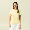 T-shirt cintr&eacute; col rond manches courtes jaune pastel femme