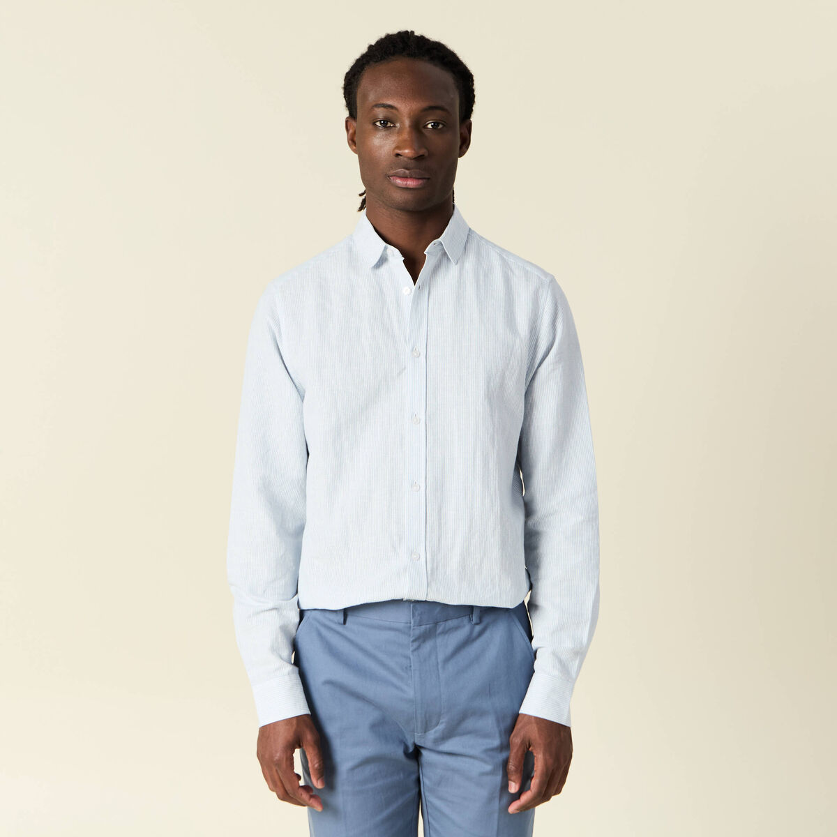 Chemise manches longues bleu ciel homme