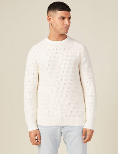 Pull éco-responsable ecru homme