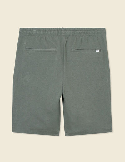 Short droit avec cordon vert kaki homme