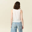 Gilet sans manches noué ecru femme