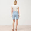 Bermuda large taille haute en jeans denim stone femme