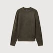 Pull droit col rond manches longues vert kaki homme