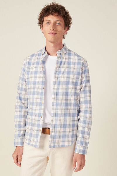 Chemise manches longues bleu gris homme