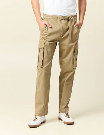 Pantalon cargo poches côtés vert kaki homme