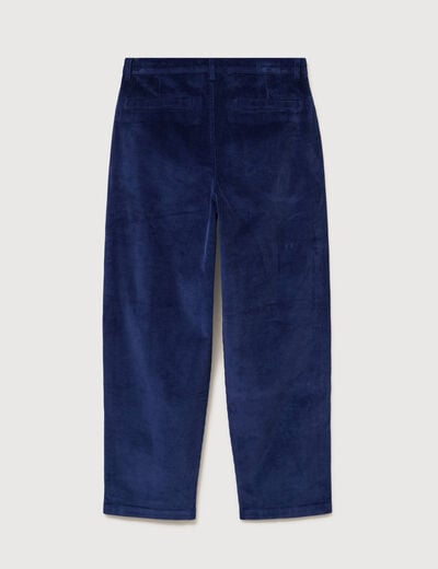 Pantalon large en velours longueur 32 bleu fonc&eacute; homme