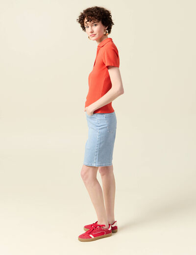 Polo manches courtes orange femme