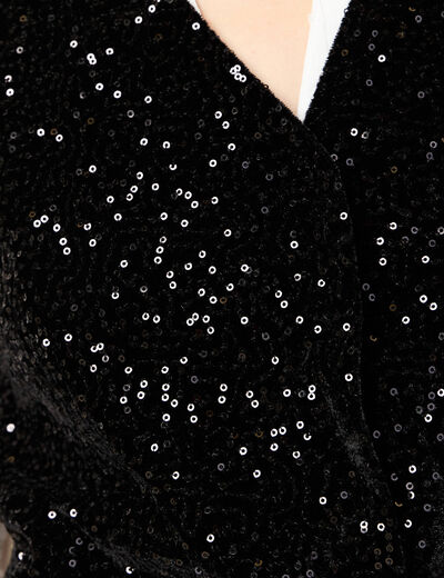 Débardeur sans manches sequins noir femme
