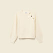 Pull manches longues col rond jaune femme