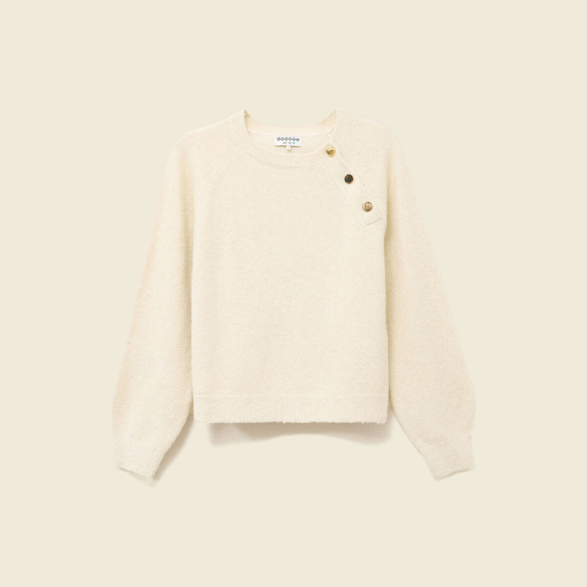 Pull manches longues col rond jaune femme