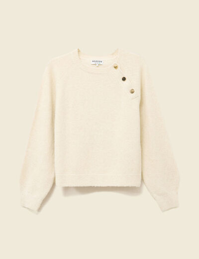 Pull manches longues col rond jaune femme