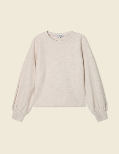 Sweat manches longues oversize creme femme