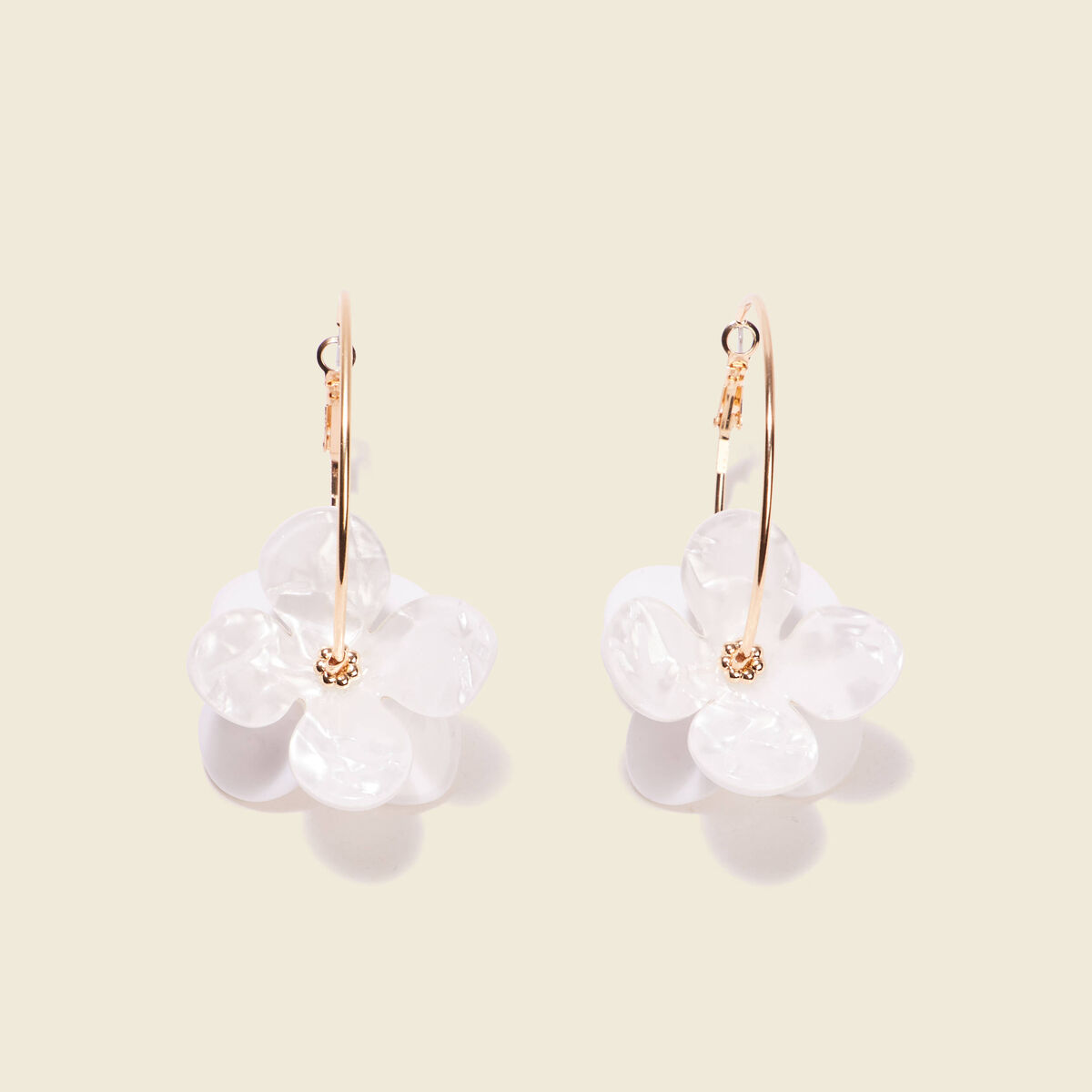 Boucles d'oreilles créoles ecru femme