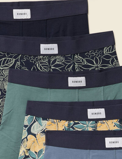 Lot de 5 boxers vert fonc&eacute; homme