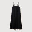 Robe bretelle satin&eacute;e col rond noir femme