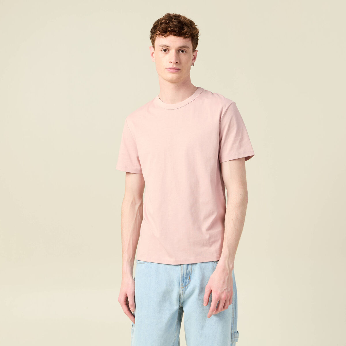 T-shirt éco-responsable rose pastel homme