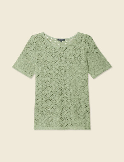T-shirt manches courtes vert kaki femme