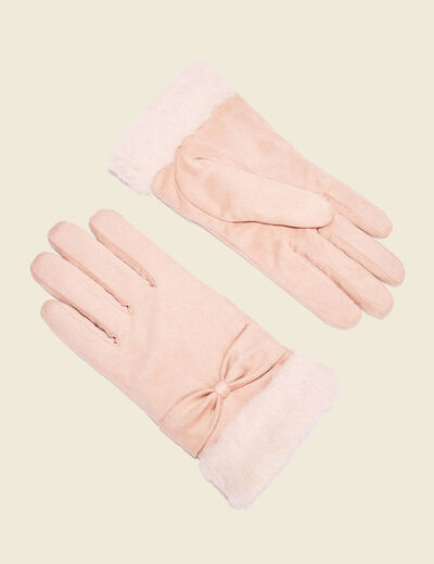 Gants avec noeuds marron clair femme