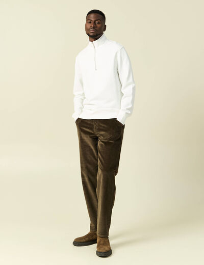 Pantalon droit en velours longueur 32 taupe homme