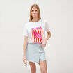 Jupe-short taille haute en jeans denim bleach femme